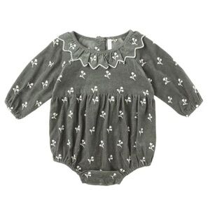 Rylee + Cru Charcoal Floral Bodysuit